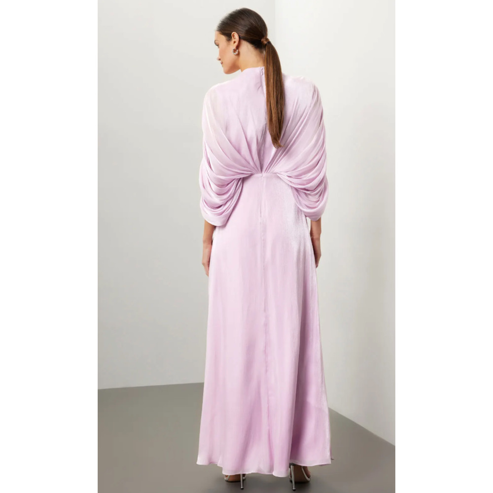 Badgley Mischka Pink Drape Dolman Gown Size 12 - Picture 4 of 9